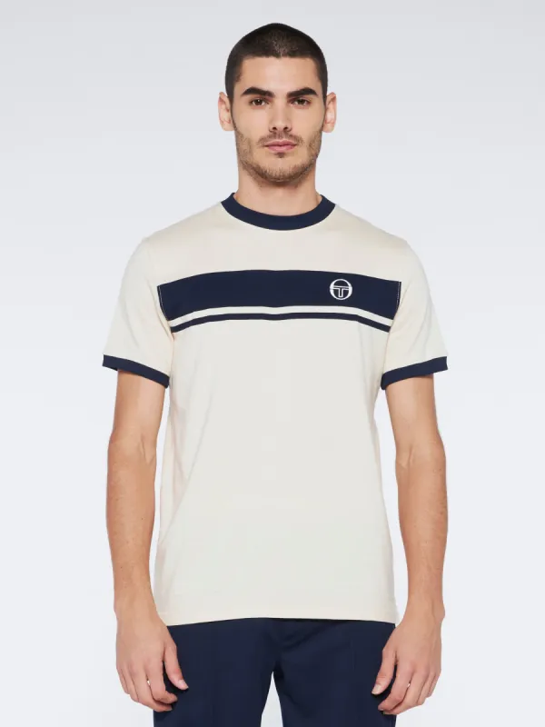 Masters T-Shirt Archivio-Buttercream/ Maritime Blue sold by Sergio Tacchini