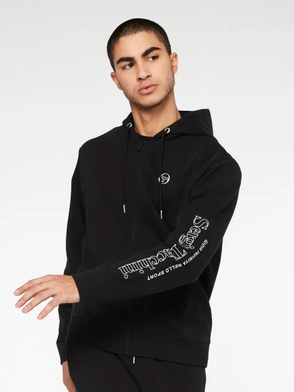 Serif Logo Zip-Up Hoodie-Black made by Sergio Tacchini