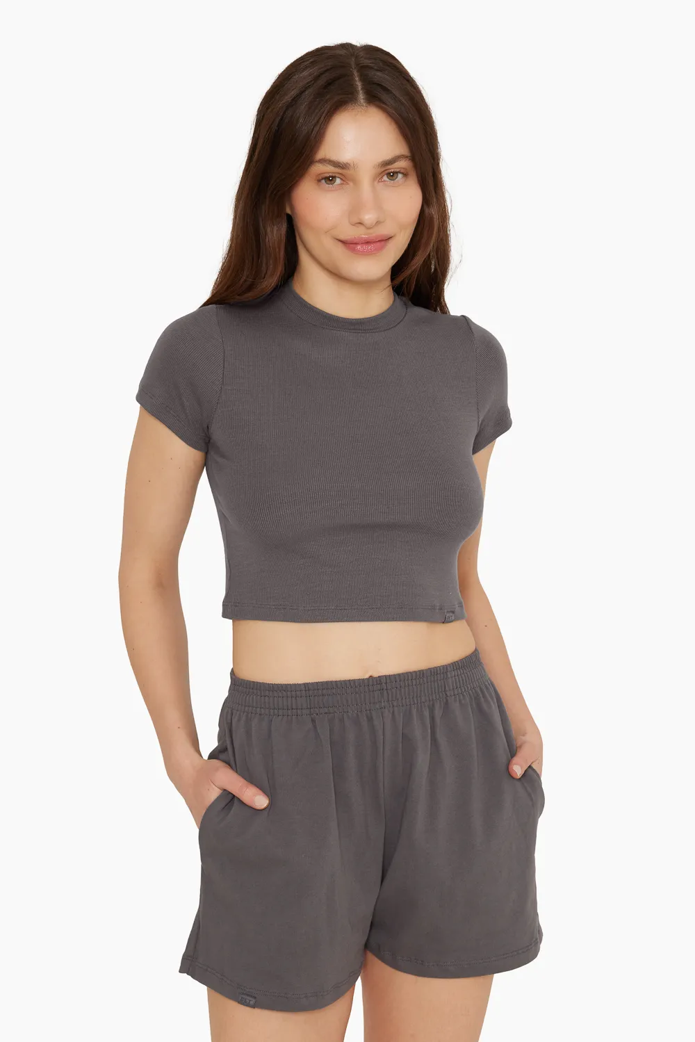 RIBBED MODAL FORM CROP - GRAPHITE sold by SETactive product image thumbnail 3