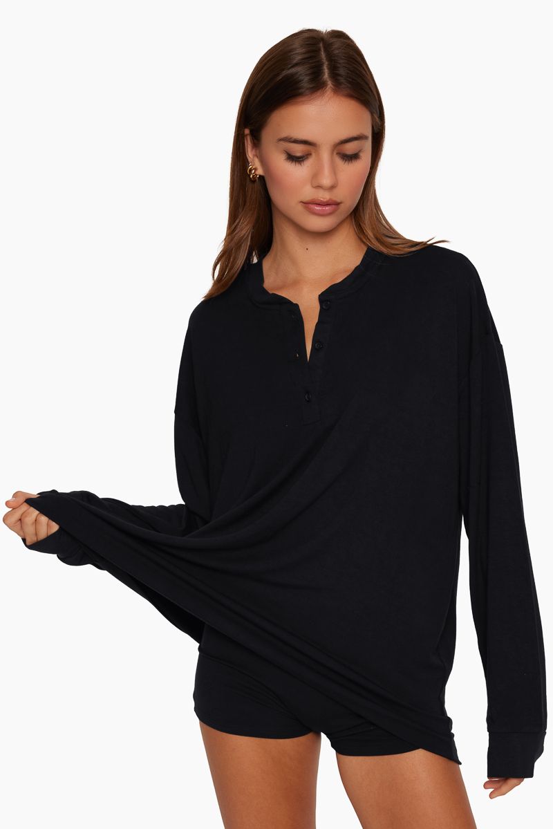 SET SLEEP™ OVERSIZED BOYFRIEND HENLEY - ONYX sold by SETactive product image thumbnail 2