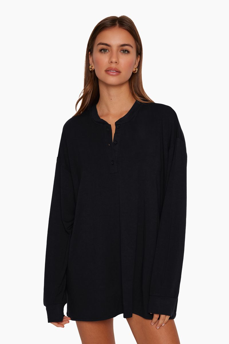SET SLEEP™ OVERSIZED BOYFRIEND HENLEY - ONYX sold by SETactive