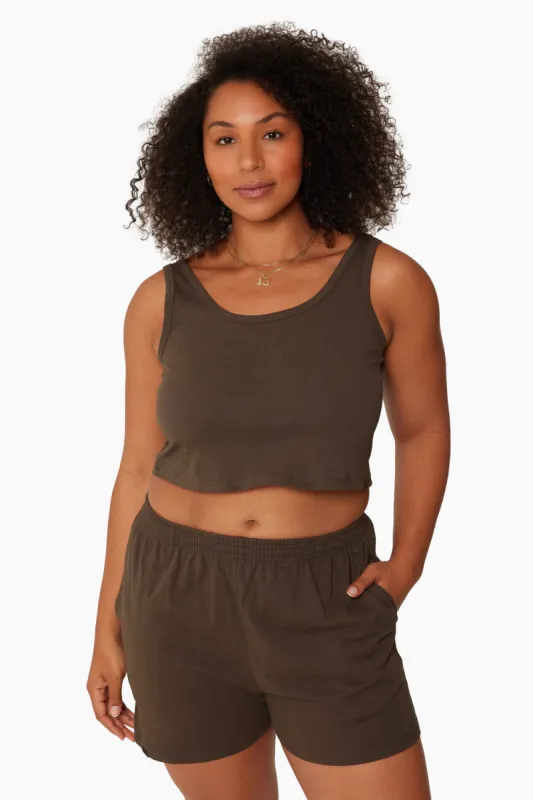 HEAVY COTTON EASY RELAXED TANK - BROWNSTONE sold by SETactive