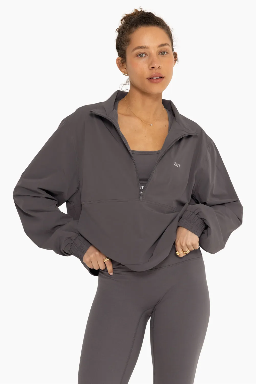 NYLON HALF ZIP WINDBREAKER - GRAPHITE sold by SETactive