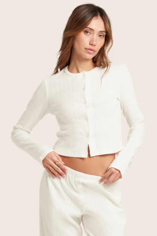 POINTELLE CARDIGAN - VANILLA made by SETactive