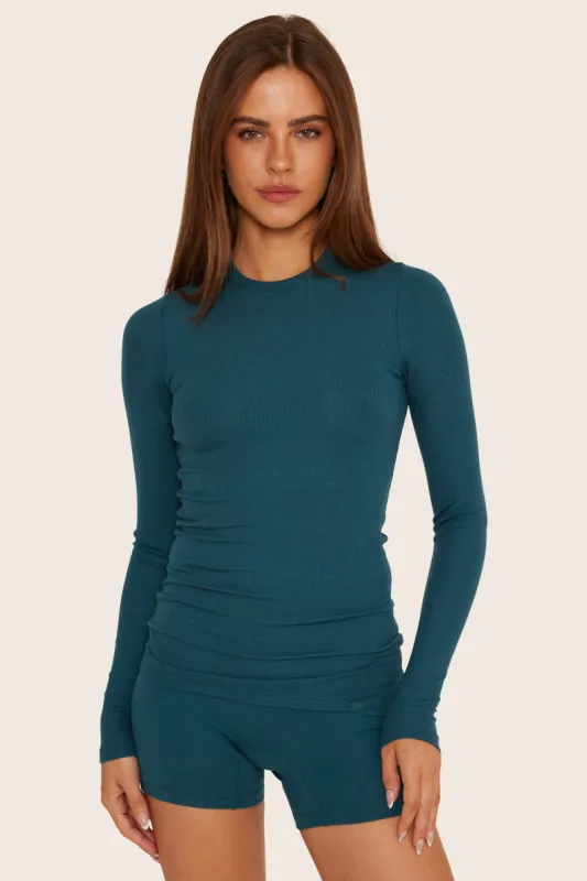 RIBBED MODAL ESSENTIAL LONG SLEEVE - AGAVE sold by SETactive