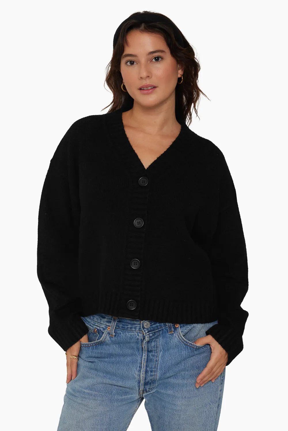 JERSEY KNIT BOXY CARDIGAN - ONYX sold by SETactive