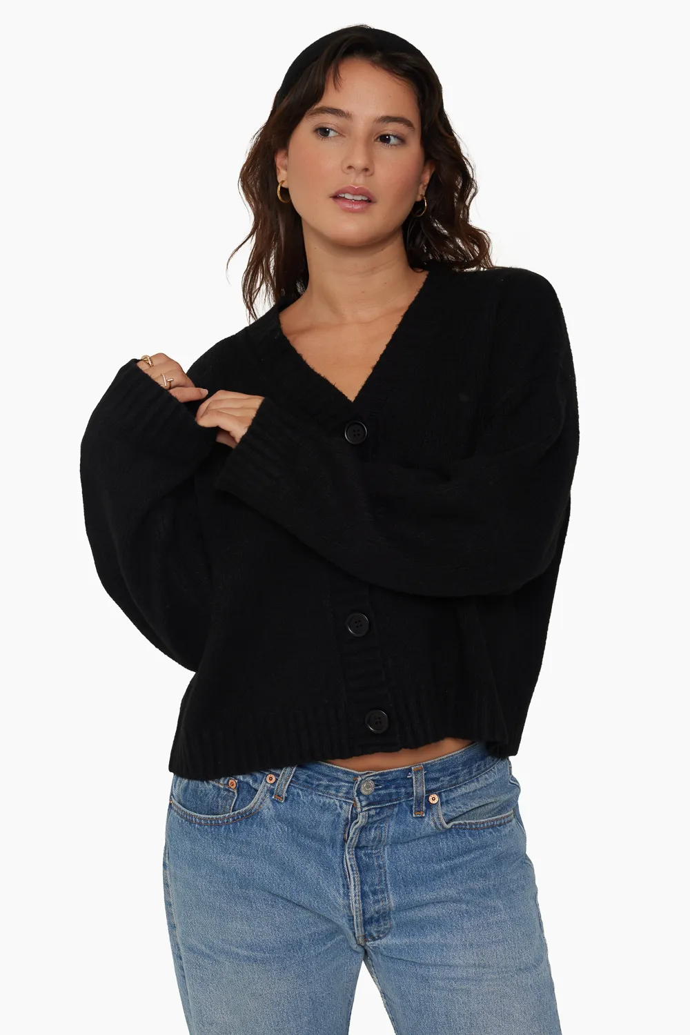 JERSEY KNIT BOXY CARDIGAN - ONYX sold by SETactive product image thumbnail 4