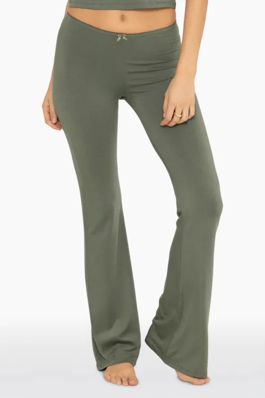 SLEEP JERSEY FLARE PANTS - BASIL sold by SETactive