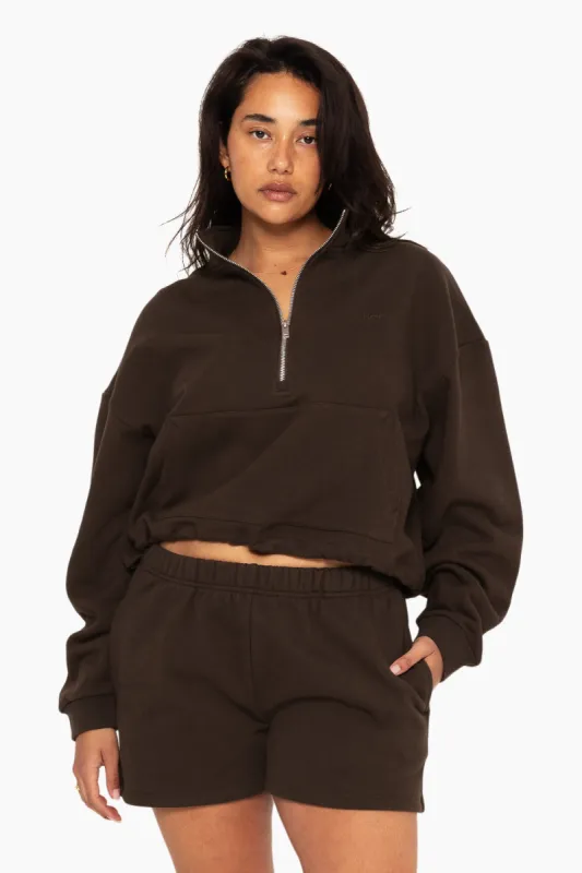 HEAVYWEIGHT SWEATS HALF ZIP - ESPRESSO sold by SETactive