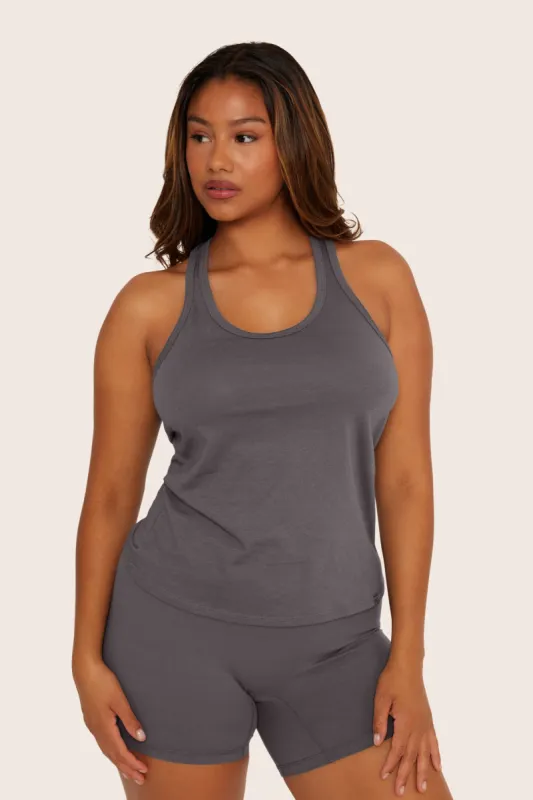 CLASSIC COTTON DAILY RACER TANK - GRAPHITE sold by SETactive