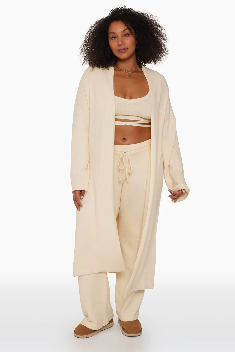 JERSEY KNIT LONGLINE CARDIGAN - BONE sold by SETactive product image thumbnail 4