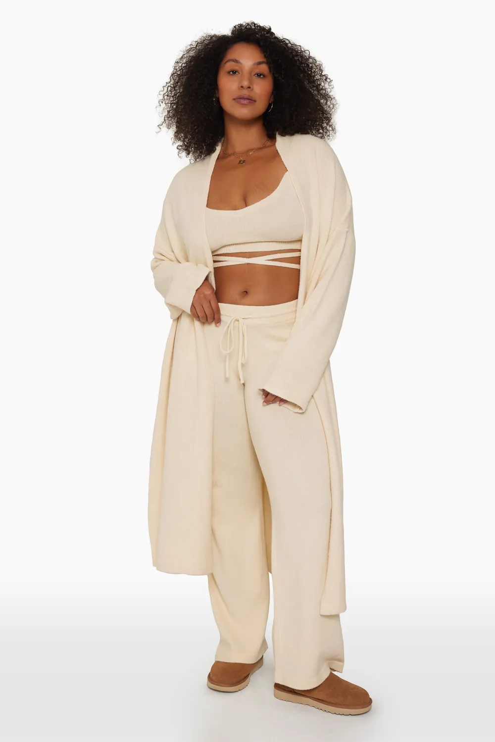 JERSEY KNIT LONGLINE CARDIGAN - BONE sold by SETactive