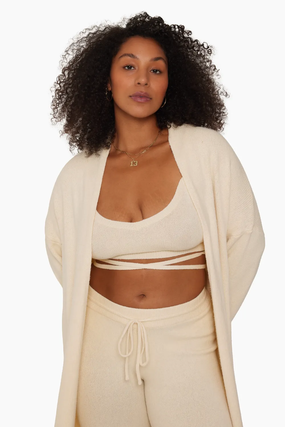 JERSEY KNIT LONGLINE CARDIGAN - BONE sold by SETactive product image thumbnail 3