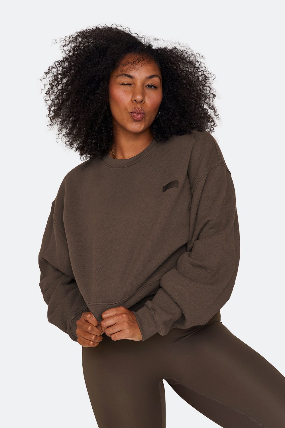 CROPPED CREWNECK - BROWNSTONE sold by SETactive product image thumbnail 2