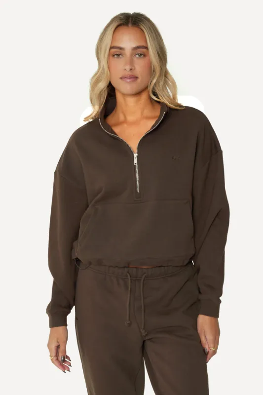 HEAVYWEIGHT SWEATS HALF ZIP - BROWNSTONE sold by SETactive