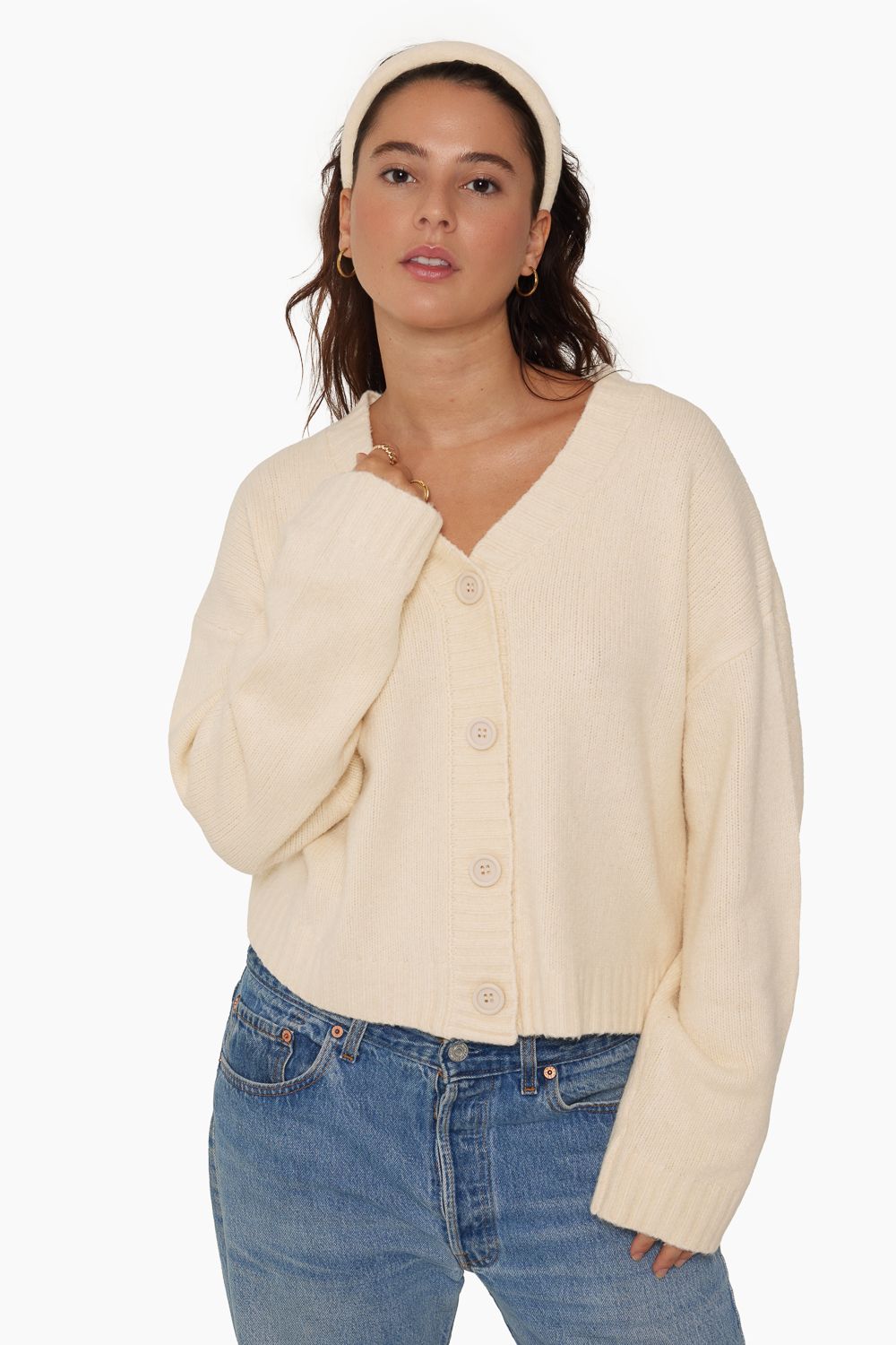JERSEY KNIT BOXY CARDIGAN - BONE sold by SETactive product image thumbnail 3