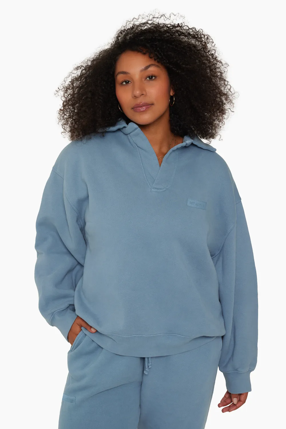 HEAVYWEIGHT SWEATS COLLARED SWEATSHIRT - STEEL sold by SETactive product image thumbnail 3