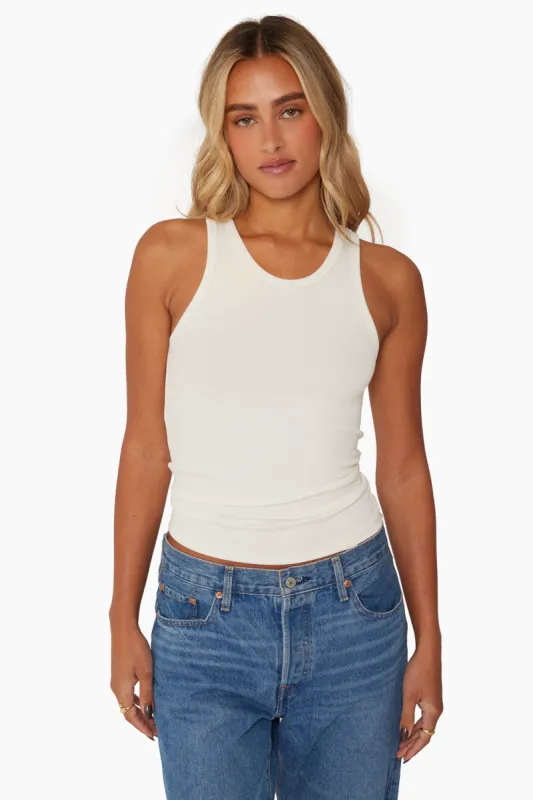 RIBBED MODAL SUNDAY FULL TANK - BLANC sold by SETactive