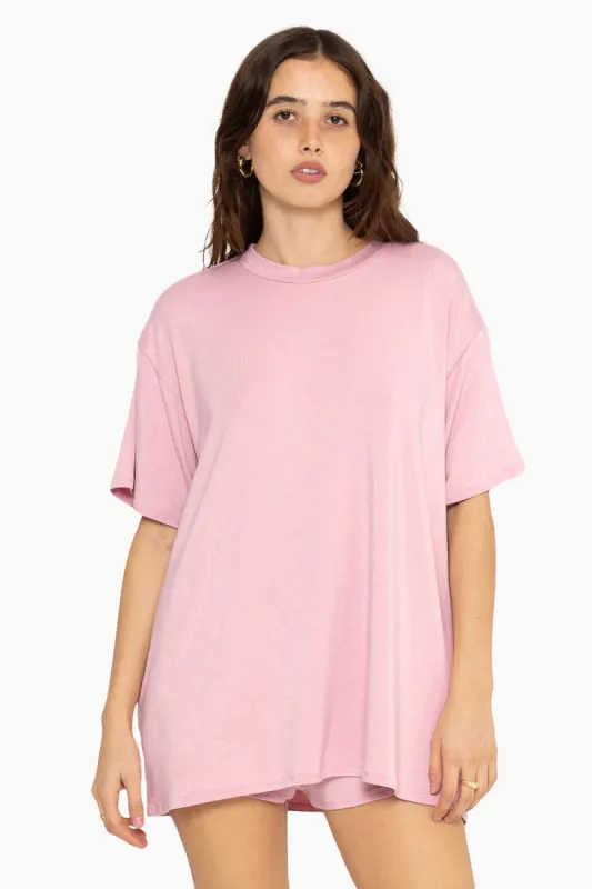 SLEEP JERSEY OVERSIZED BOYFRIEND SLEEP TEE - PEONY sold by SETactive