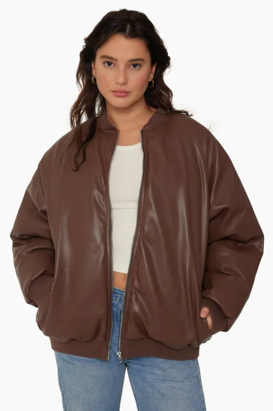 VEGAN LEATHER BOMBER - CEDAR sold by SETactive
