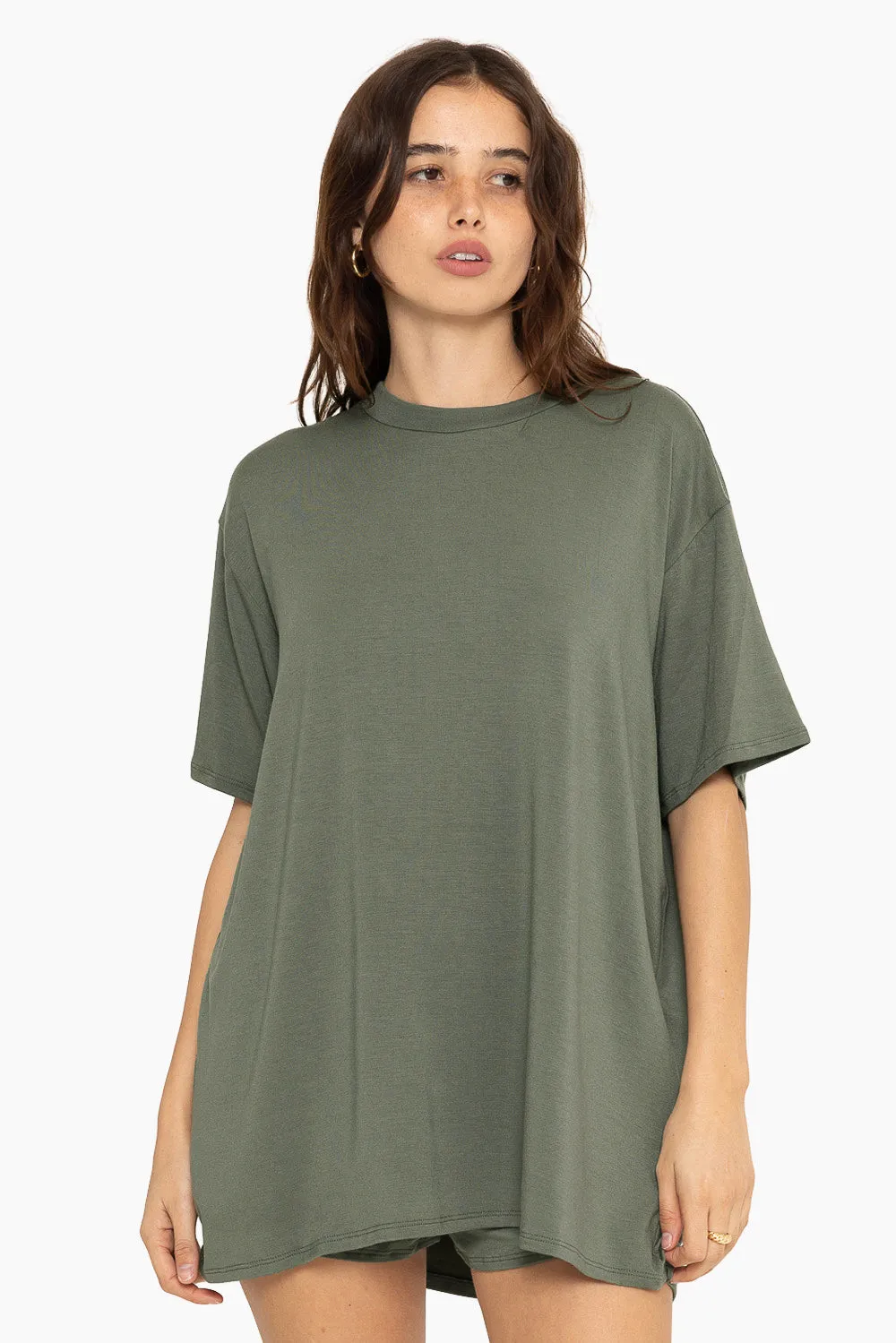 SLEEP JERSEY OVERSIZED BOYFRIEND SLEEP TEE - BASIL sold by SETactive product image thumbnail 5