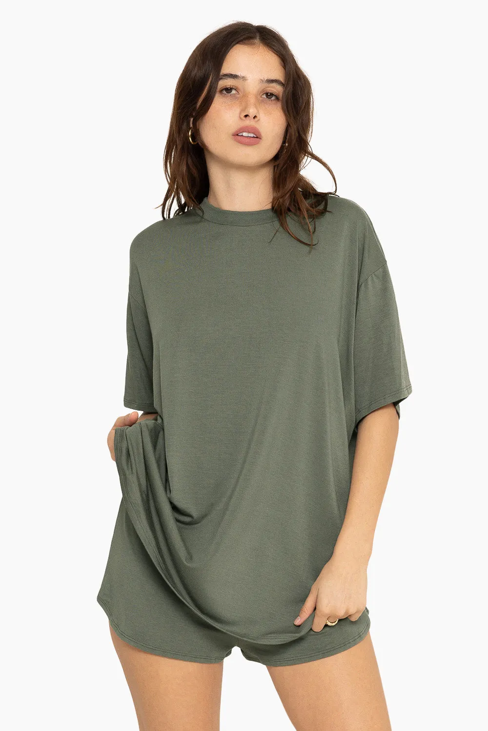 SLEEP JERSEY OVERSIZED BOYFRIEND SLEEP TEE - BASIL sold by SETactive product image thumbnail 4