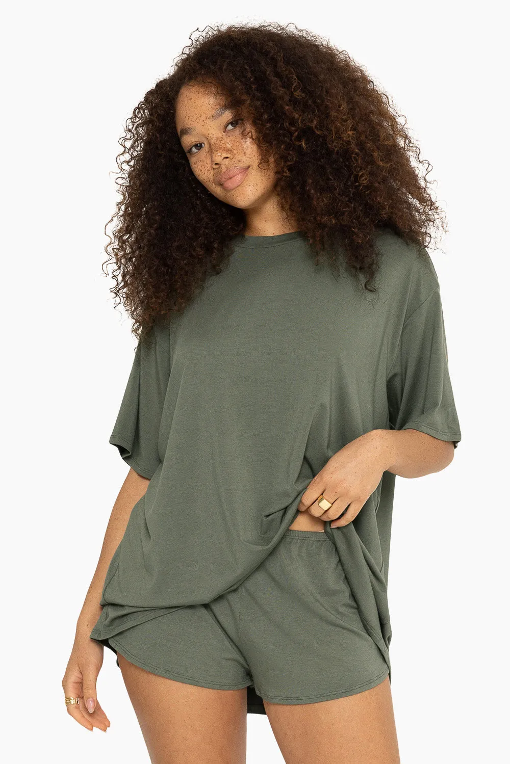 SLEEP JERSEY OVERSIZED BOYFRIEND SLEEP TEE - BASIL sold by SETactive product image thumbnail 3