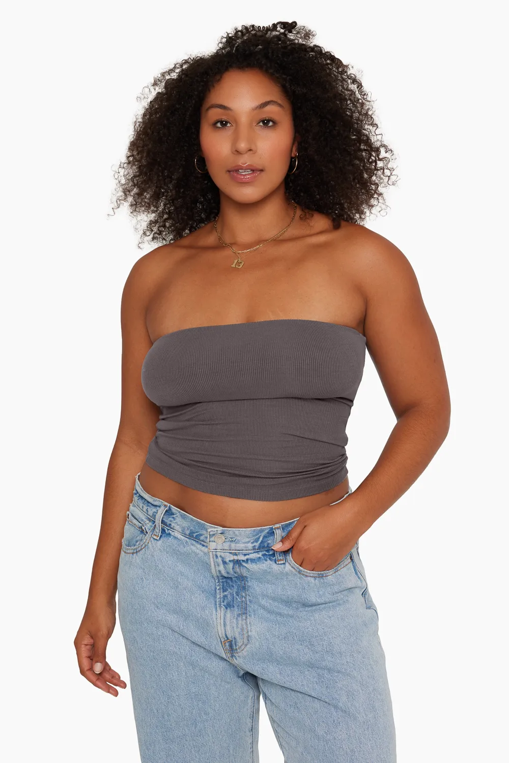 RIBBED MODAL RIBBED TUBE TOP - GRAPHITE sold by SETactive