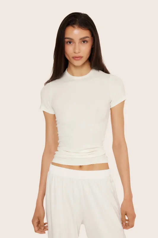 RIBBED MODAL BODY TEE - BLANC sold by SETactive