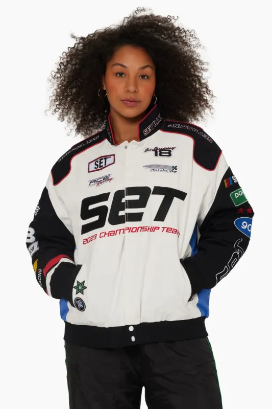COTTON TWILL SPEEDWAY RACING JACKET - BLANC sold by SETactive