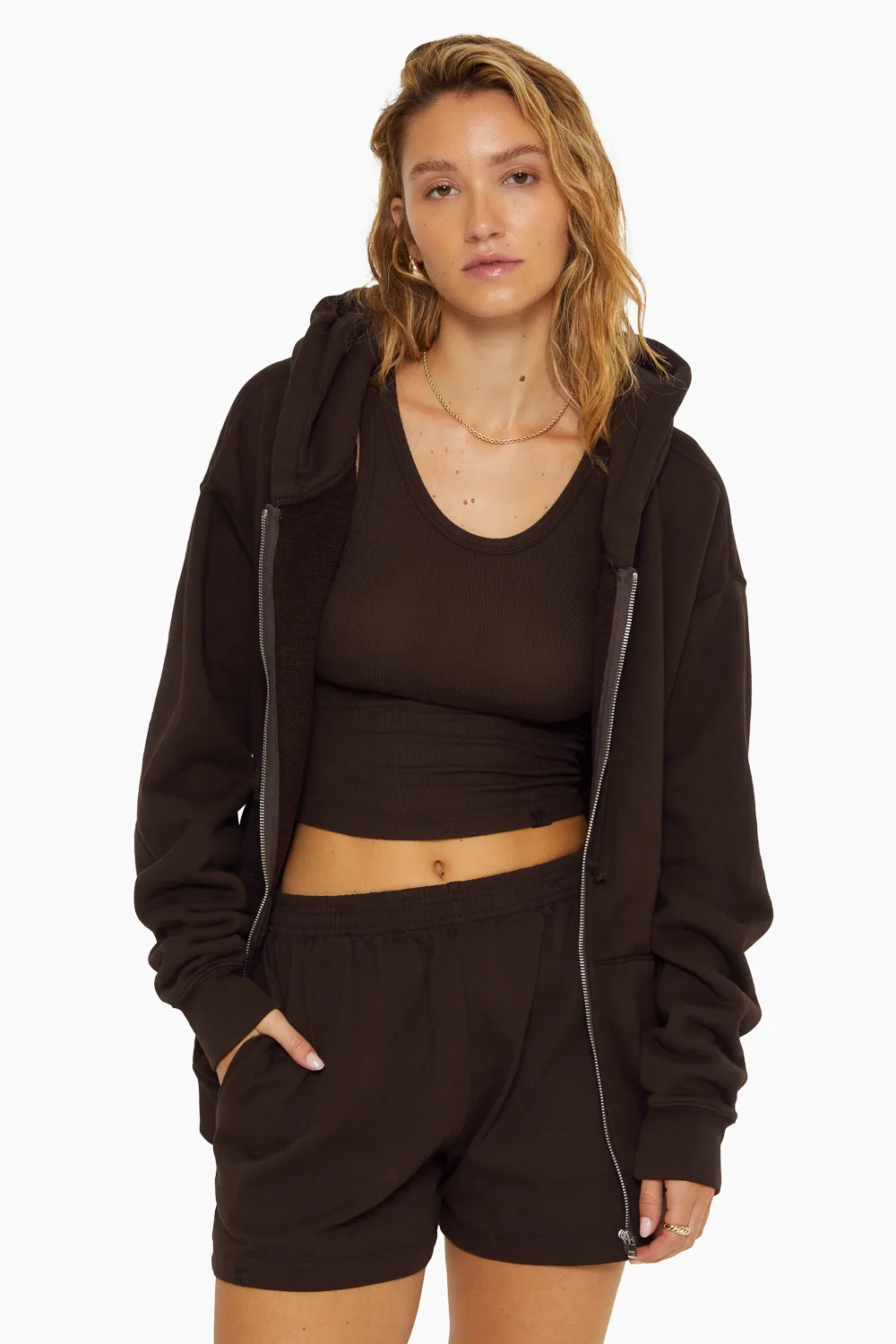 OVERSIZED ZIP HOODIE - ESPRESSO sold by SETactive
