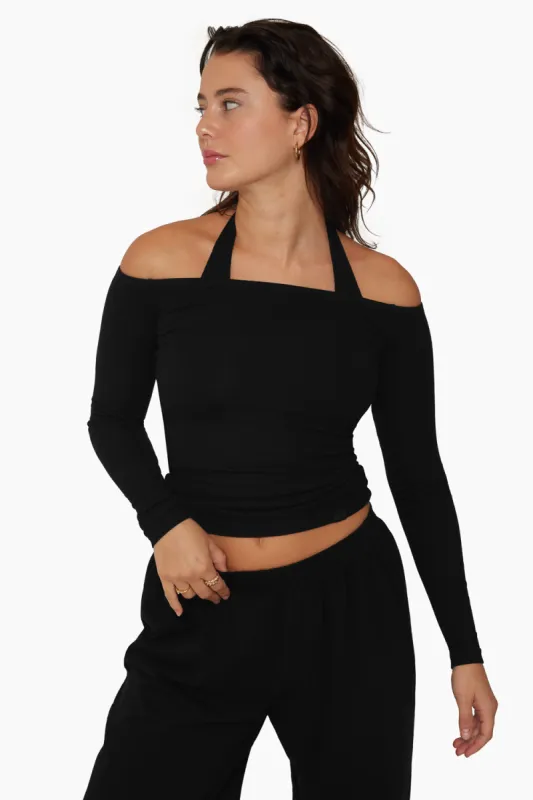 RIBBED MODAL THE ABBY TOP - ONYX sold by SETactive