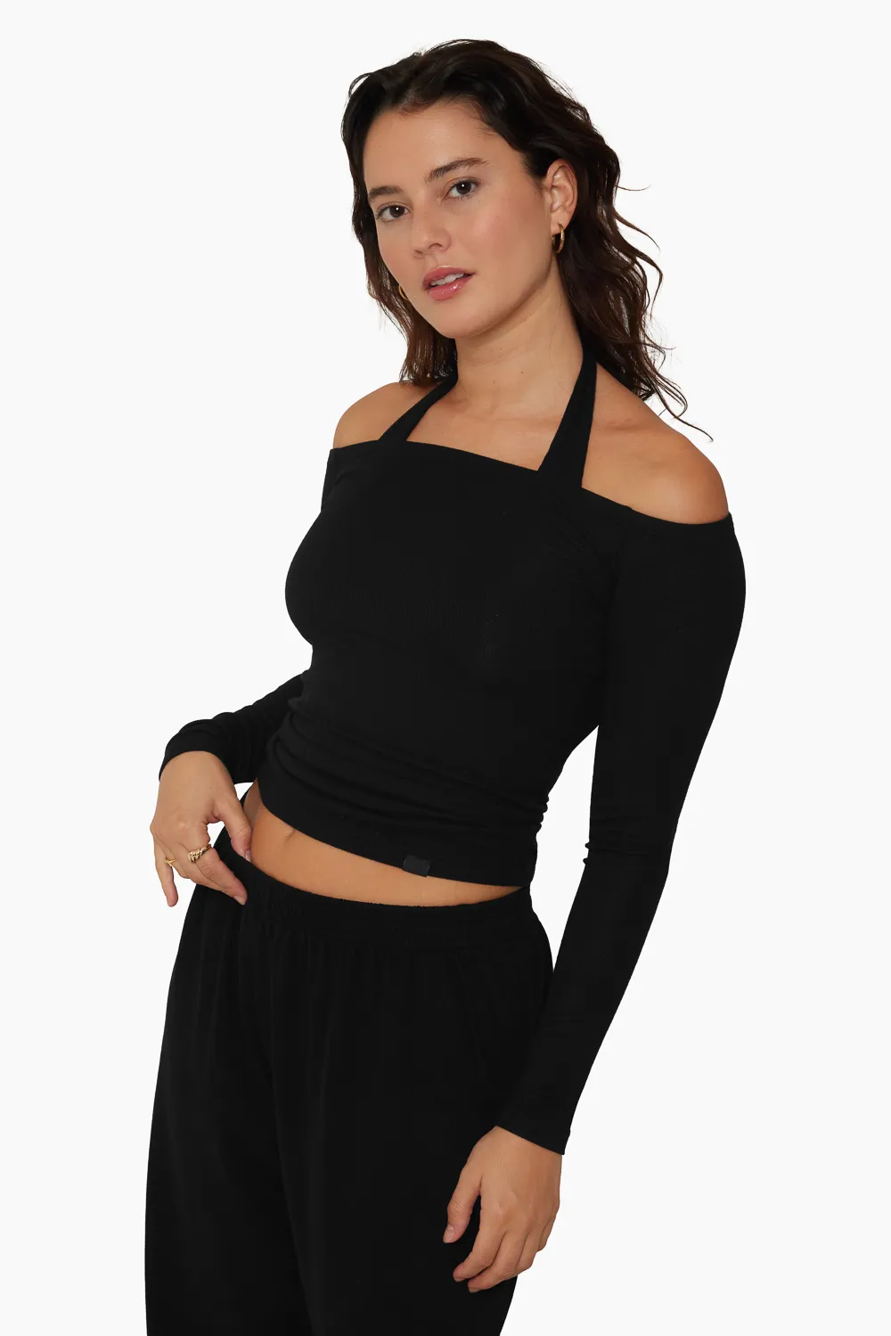 RIBBED MODAL THE ABBY TOP - ONYX sold by SETactive product image thumbnail 4