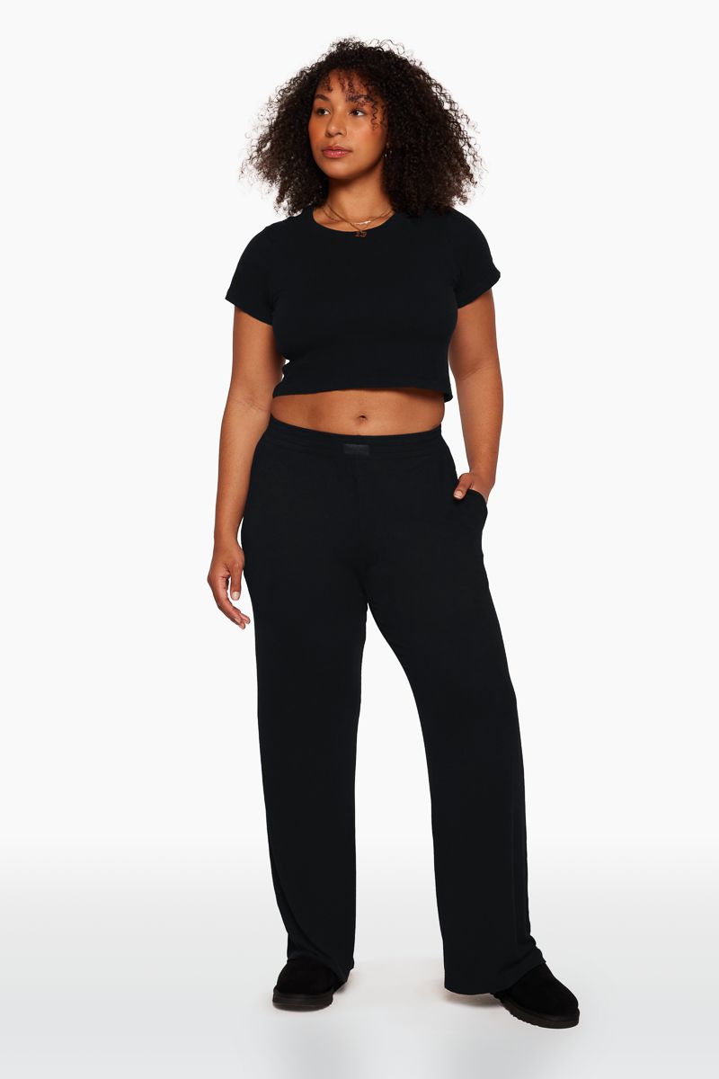 RIBBED WIDE LEG PANTS - ONYX sold by SETactive product image thumbnail 2