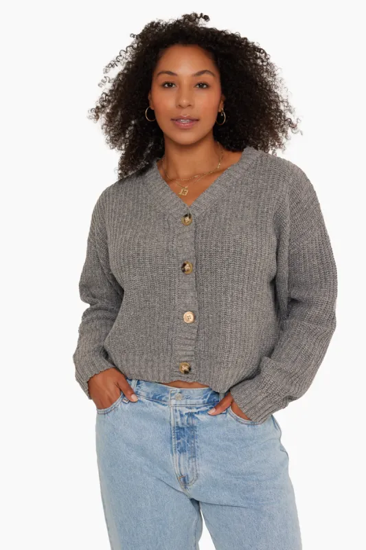 CHUNKY RIB KNIT BOXY CARDIGAN - ASH sold by SETactive