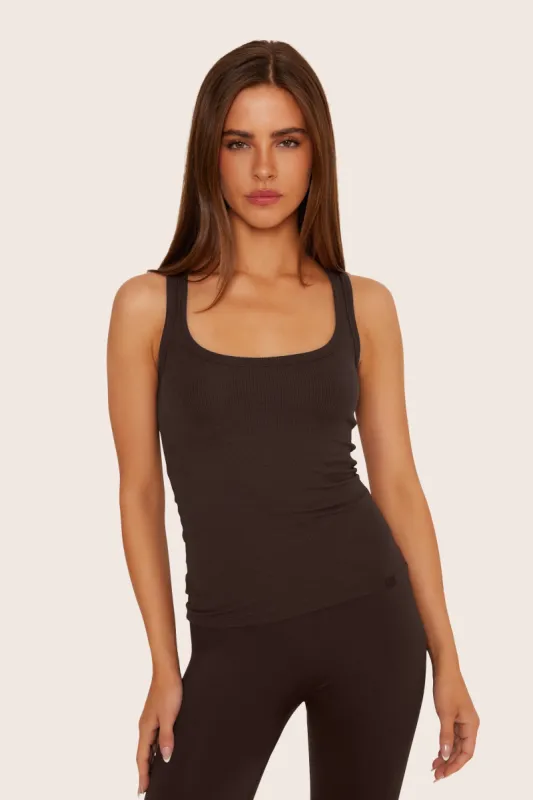 RIBBED MODAL BODY TANK - ESPRESSO sold by SETactive