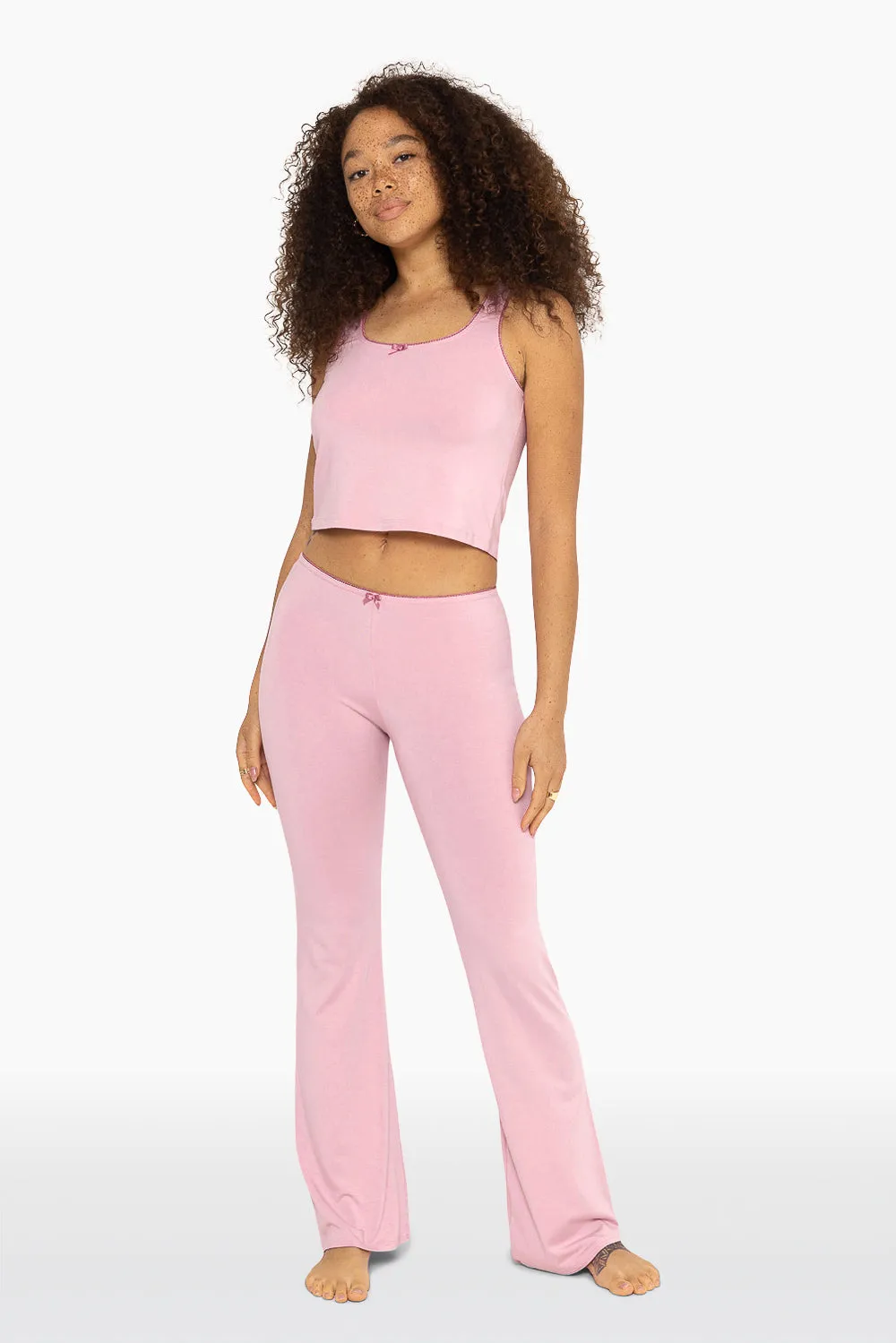 SLEEP JERSEY FLARE PANTS - PEONY sold by SETactive product image thumbnail 4