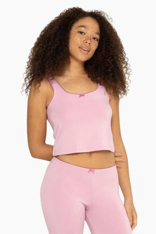 SLEEP JERSEY BOW SLEEP TANK - PEONY sold by SETactive