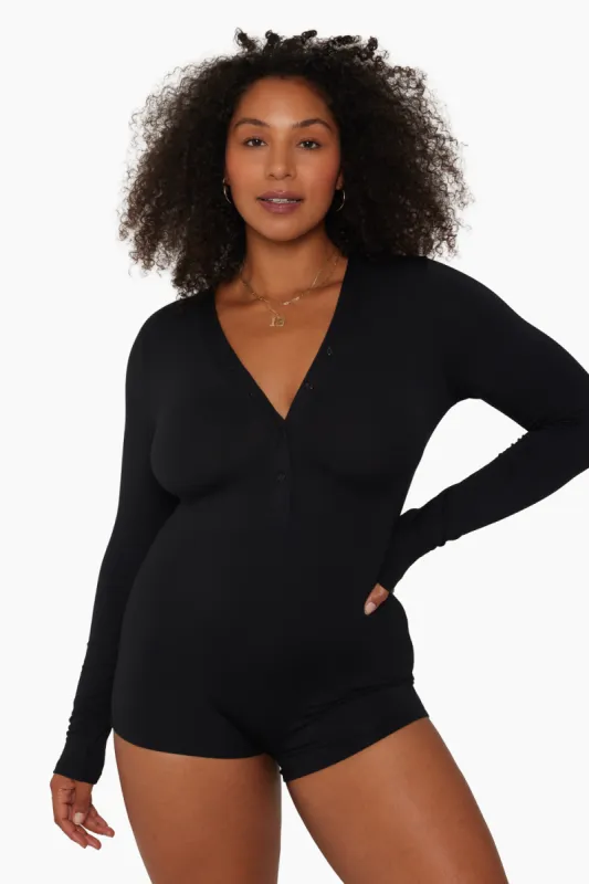 SLEEP JERSEY LONG SLEEVE SLEEP ROMPER - ONYX sold by SETactive