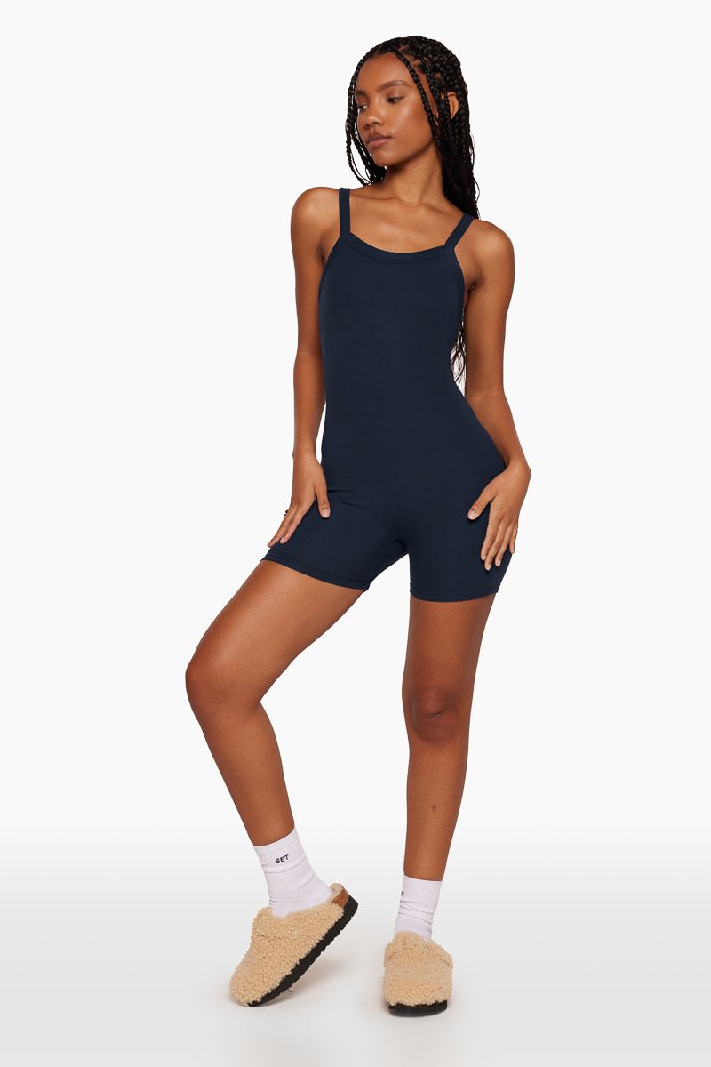 RIBBED SCOOP ROMPER - OXFORD sold by SETactive