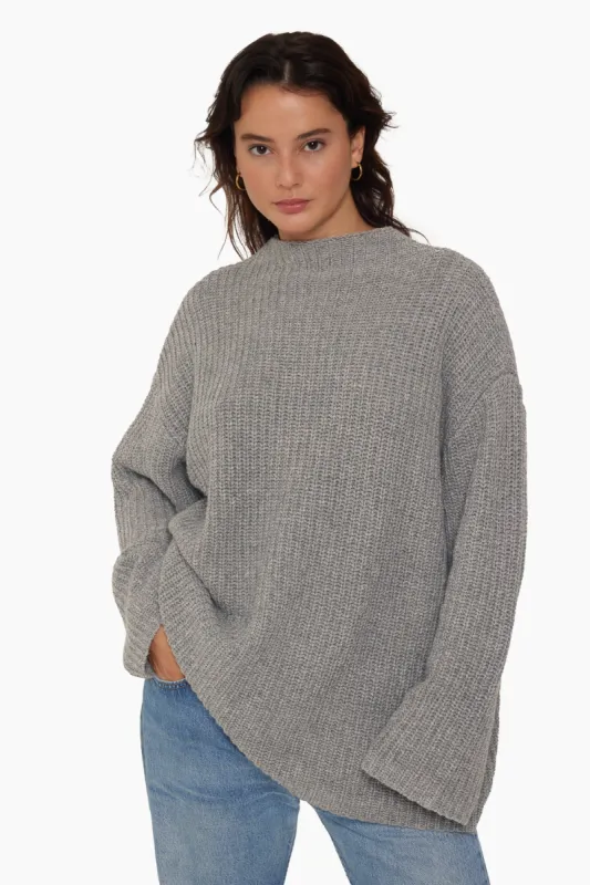 CHUNKY RIB KNIT OVERSIZED MOCK NECK SWEATER - MARBLE sold by SETactive