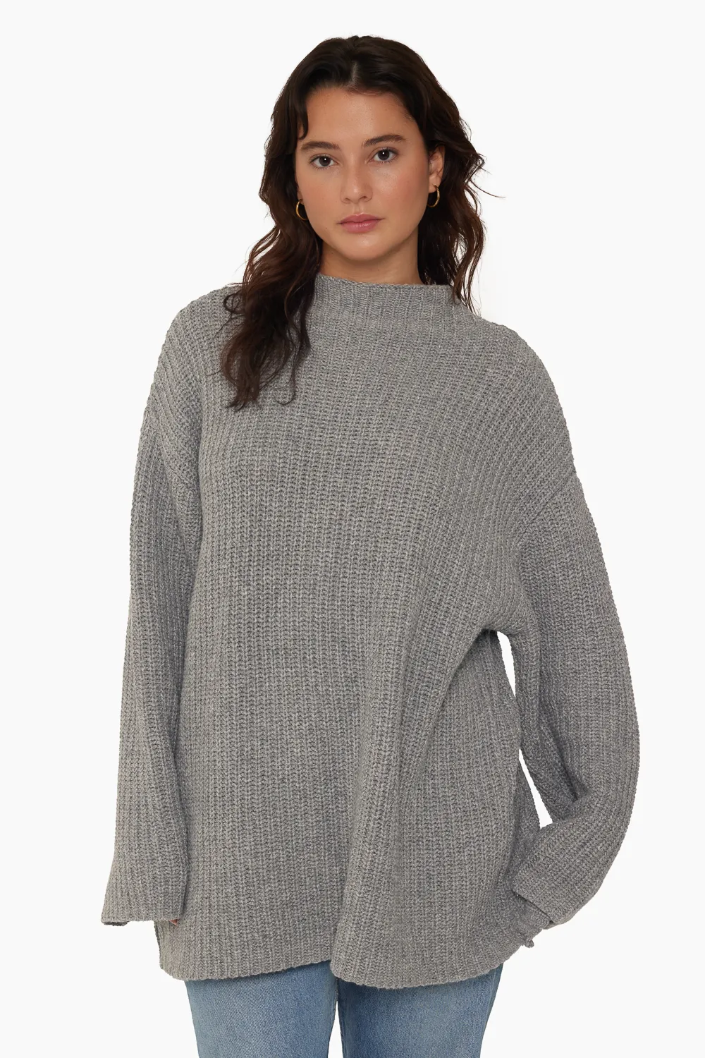CHUNKY RIB KNIT OVERSIZED MOCK NECK SWEATER - MARBLE sold by SETactive product image thumbnail 4