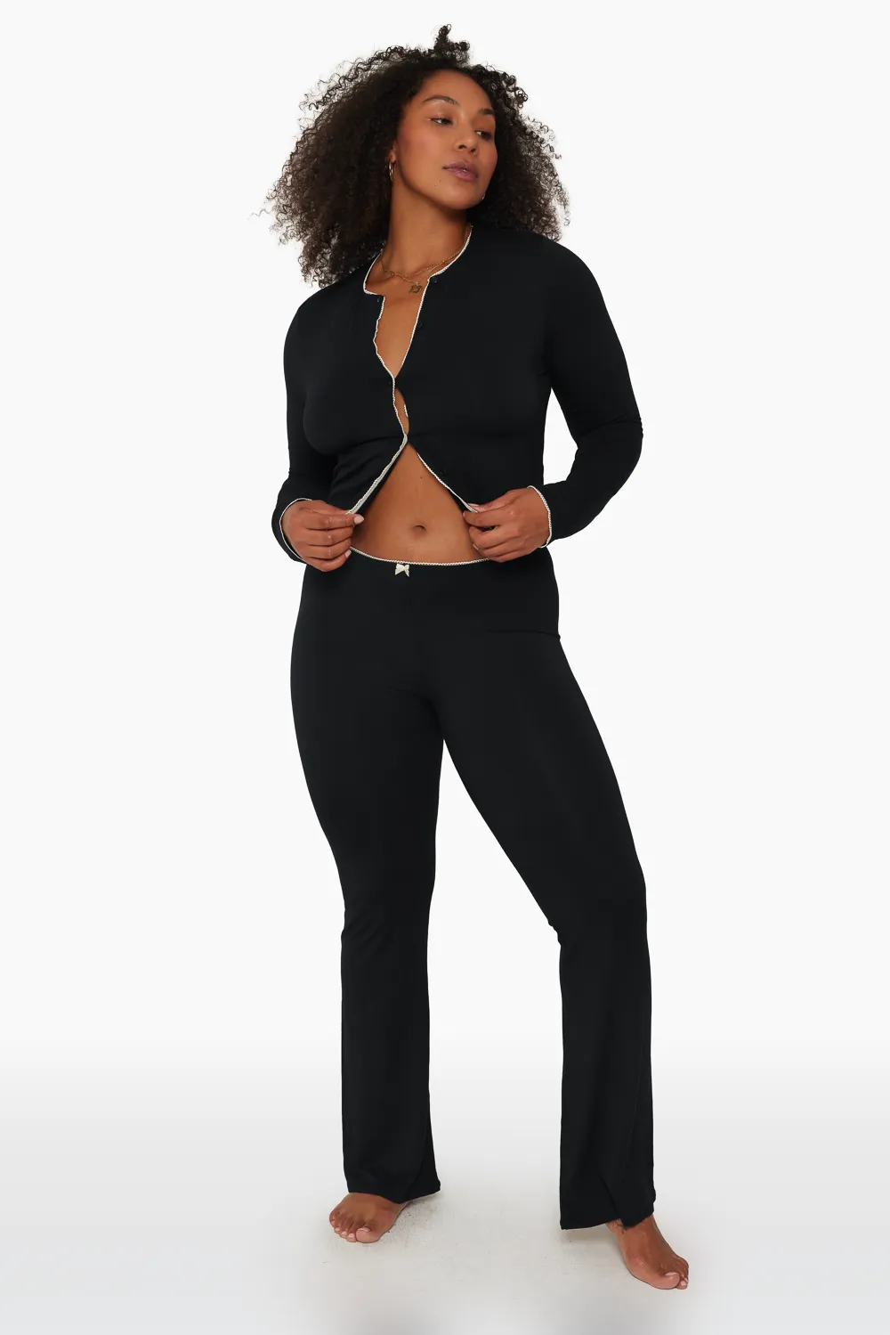 SLEEP JERSEY FLARE PANTS - ONYX sold by SETactive product image thumbnail 2
