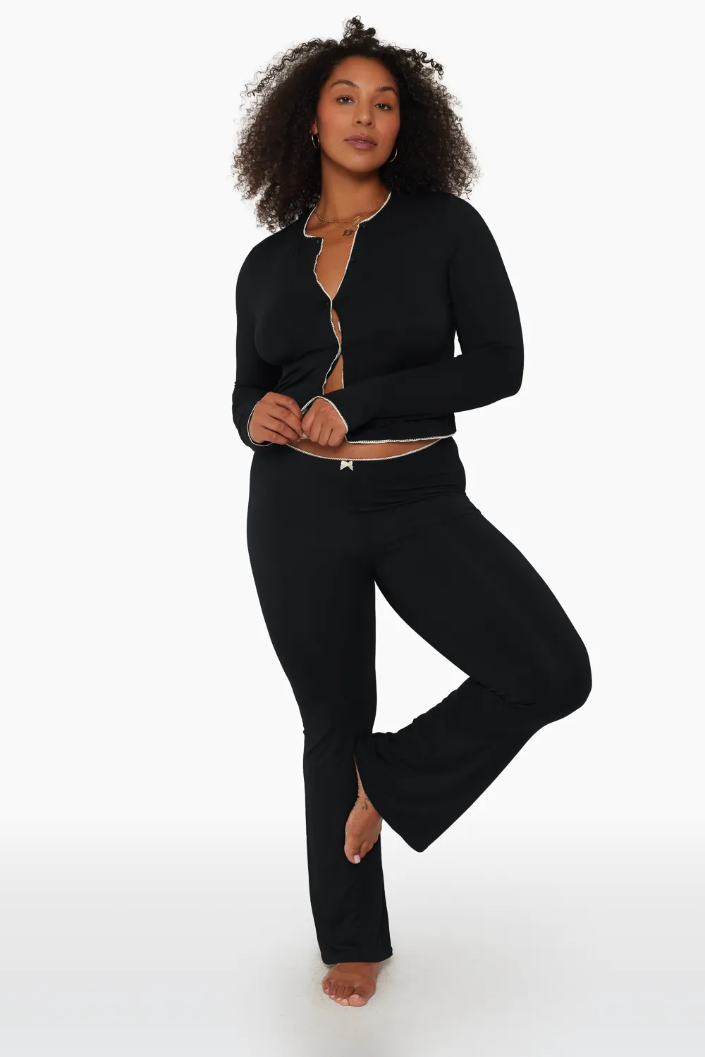 SLEEP JERSEY FLARE PANTS - ONYX sold by SETactive product image thumbnail 4