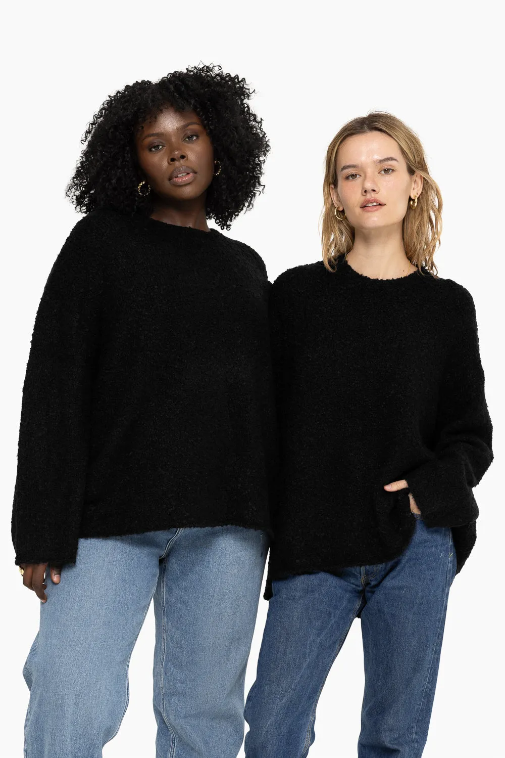BOUCLÉ OVERSIZED CREWNECK SWEATER - ONYX sold by SETactive product image thumbnail 3
