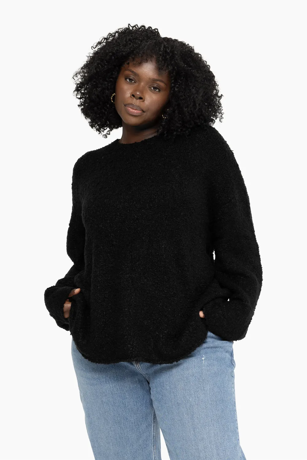 BOUCLÉ OVERSIZED CREWNECK SWEATER - ONYX sold by SETactive product image thumbnail 4