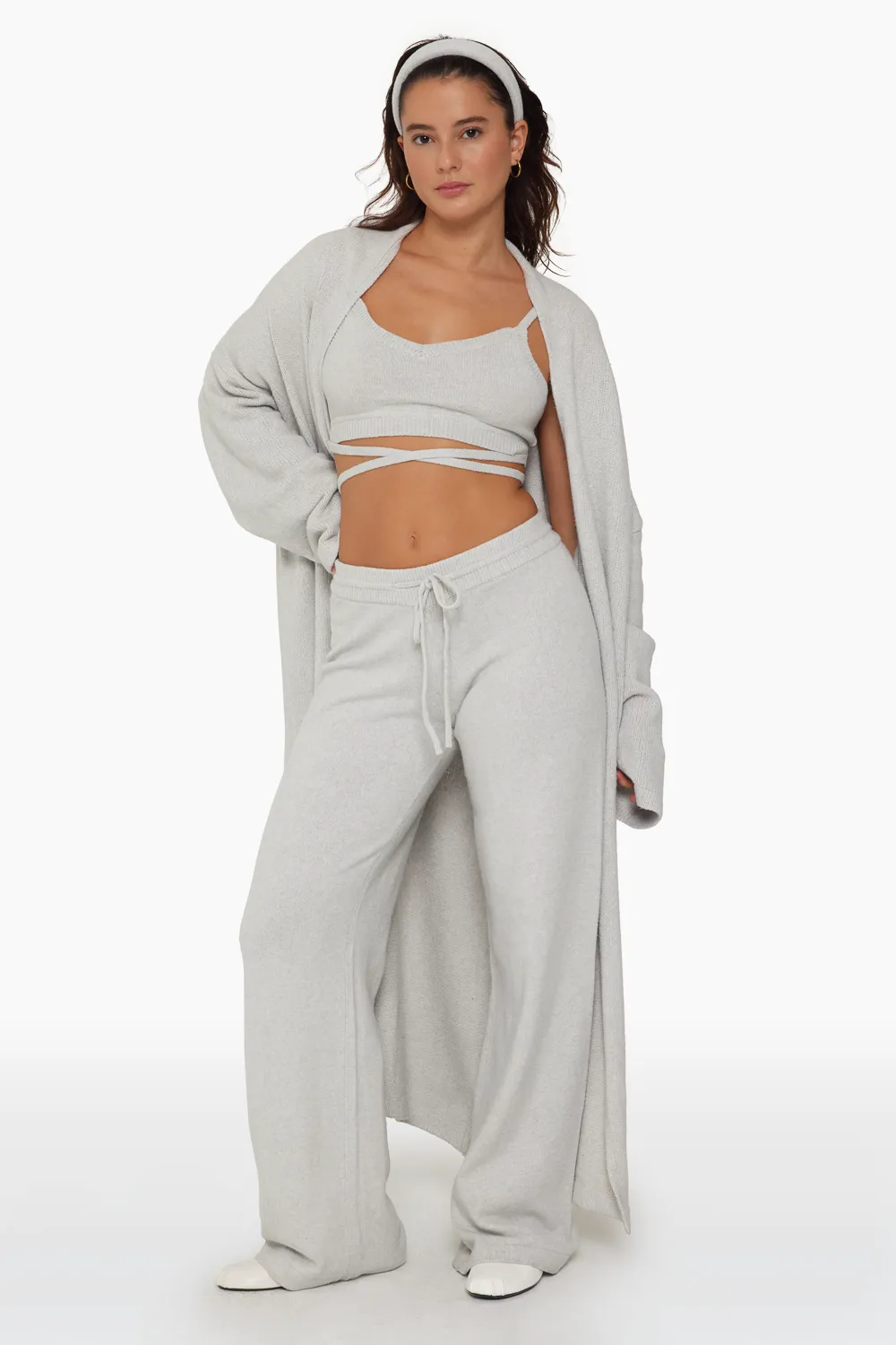 JERSEY KNIT LONGLINE CARDIGAN - FOG sold by SETactive product image thumbnail 4