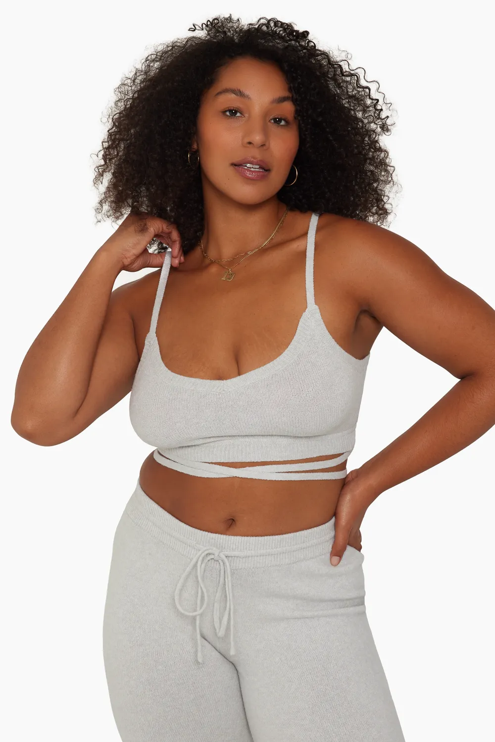 JERSEY KNIT WRAP BRALETTE - FOG sold by SETactive