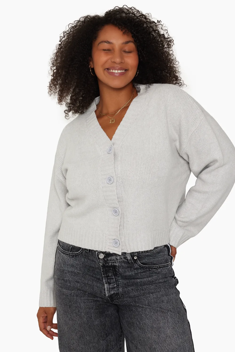 JERSEY KNIT BOXY CARDIGAN - FOG sold by SETactive product image thumbnail 3