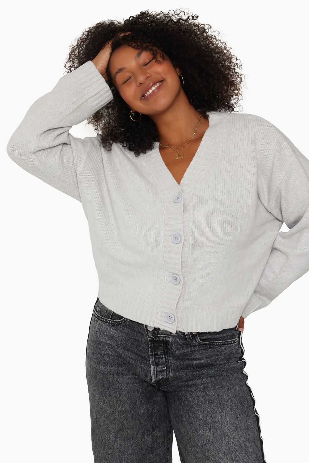 JERSEY KNIT BOXY CARDIGAN - FOG sold by SETactive product image thumbnail 4